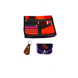 Set of bag, keychain and purse